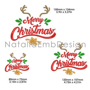 Merry Christmas Embroidery Design: Machine Embroidery File (.dst, .pes, .exp, .jef)