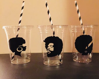70s Party Cups, Afro, African Cups, soul train party decorations, Disco, 1970, 70's Party Favor, Retirement Party