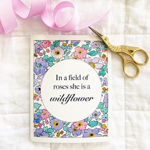 In A Field of Roses She is a Wildflower Greeting Card | Watercolour Greeting Card | Hand Painted Watercolour | Blank Card | READY TO SHIP