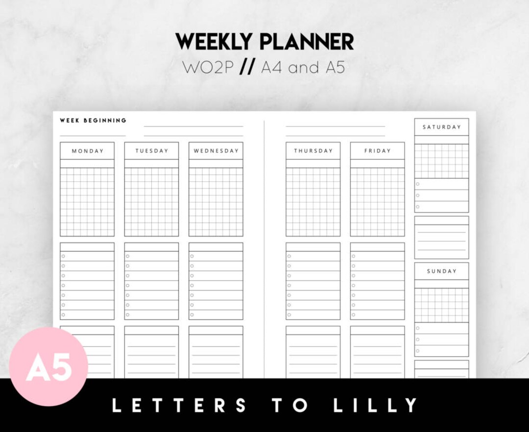 Weekly Planner Printable Vertical Planner Inserts Weekly Organizer A4 ...