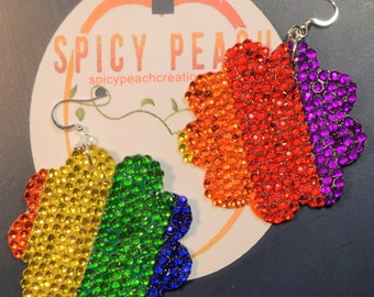 Rainbow Color Flower Handmade  Pierced Earrings/ Pride Month/ Rainbow Lovers/Rainbow Earrings/Gift Ideas/Dangle Earrings/LGBT Pride