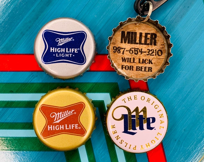 Miller Lite Beer Bottle Cap Dog Tag, Beer Dog Tag, Unique Pet Tag, Dog