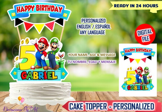 Mario Bros Cake Topper Super Mario Brothers Mario Bros Etsy
