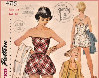 Vintage Sewing Pattern Reproduction 1950's 50's Playsuits