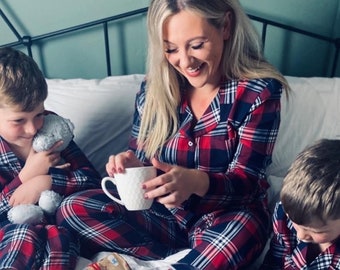 Personalisierte Familie Tartan Weihnachten Pyjamas - Kindergrößen