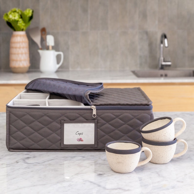 Quilted China Storage Cases 5Piece Dish and Cup Storage Set Etsy