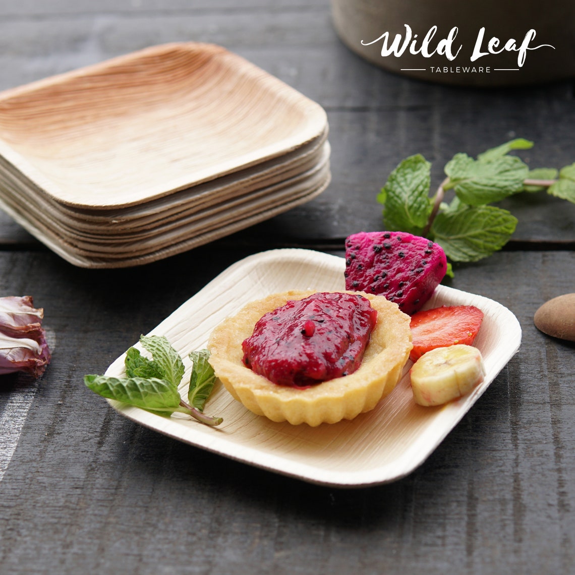 Disposable Mini Canape Plates 25 Pack/ 4. Small Palm Etsy