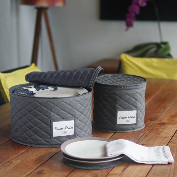 Quilted China Storage Cases 5 Piece Dish And Cup Set For Storing Protecting Or Transporting Your Cherished Dinnerware