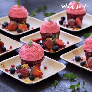 6 / 25 Pack Bamboo Style Natural Disposable Palm Leaf Plates. Elegant and Eco Friendly Compostable Dessert Plates by Wild Leaf Tableware image 6