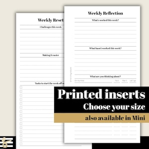 Weekly Reflect and Reset - Printed & Punched Inserts - Fits A5, B6, Personal Wide, Personal, A6, Pocket+, Pocket Rings