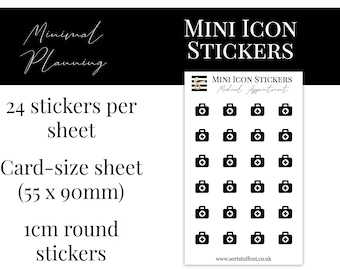 Mini Icon Stickers - Medical Appointment - Functional Stickers for Planning. Minimal Planner Deco for All Planners. 24 Stickers on One Sheet