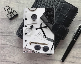 Black Luxe Accessories Dashboard - Fits A5, B6, Personal Wide, Personal, A6, Pocket, Mini Ring Planners. Protective Cover. Minimal