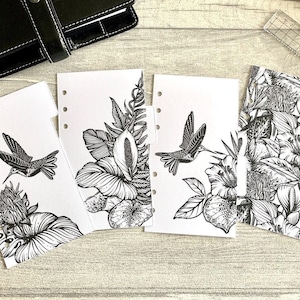 Monochrome Flowers Planner Dividers, Photographic Side Tabs. Blank Tabs to use with Tab Labels