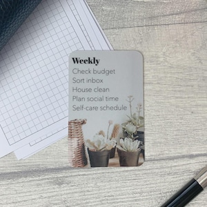 Carte de tâches personnalisée - Plantes en pot neutres - Carte de tâches personnalisée pour votre agenda - Ajoutez des tâches, des routines, des rappels - Déco fonctionnelle et minimale