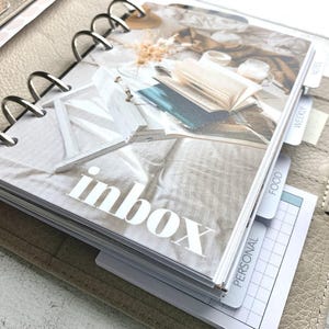 Teal & Tan Inbox - Tray, books and bed Dashboard - Fits A5, B6, Personal Wide, Personal, A6, Pocket, Mini Ring Planners. Protective Cover.