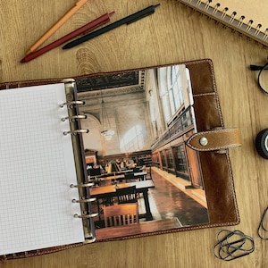 Autumn studying - Fall Dashboard - Fits A5, B6, Personal Wide, Personal, A6, Pocket, Mini Ring Planners. Protective Cover.