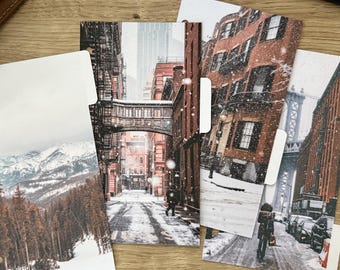Snowy Winter Planner Dividers, Photographic Side Tabs. Blank Tabs to use with Tab Labels