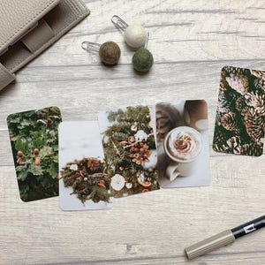 Schede diario - Toni caldi invernali - Confezione da 5 per decorazioni da planner - Da usare come segnalibri, decorazioni - Opzioni con clip e porta biglietti