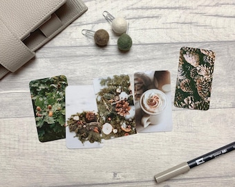 Journal Cards - Warm Winter Tones - 5 Pack for Planner Deco - Use as Bookmarks, Decoration - Clip and Card Holder Options