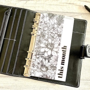 Monochrome Floral - Vellum Custom Text Page Marker - Choose A5, B6, Personal Wide, Personal, A6, Pocket, Mini - Planner Bookmark