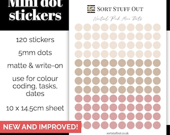NEW Neutral Pink Mini Dot Stickers - Option to Include Sticker Book Extras - Functional Planner Stickers