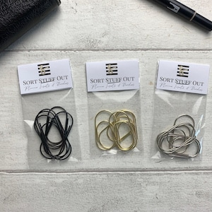 Grote zilveren, gouden of zwarte paperclips - functioneel en decoratief - voor memonotities, dagboekkaarten - planneraccessoires