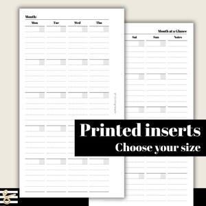 Monthly Planner with Lines - Back to Back MO2P - Printed & Punched Inserts - A5, B6, Personal Wide, Personal, A6, Pocket +, Pocket Rings