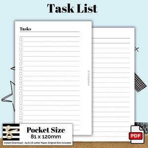 Pocket Aufgabenliste Printable PDF - Instant Download - Disc oder Rings - Pump - Produktlust - To Do