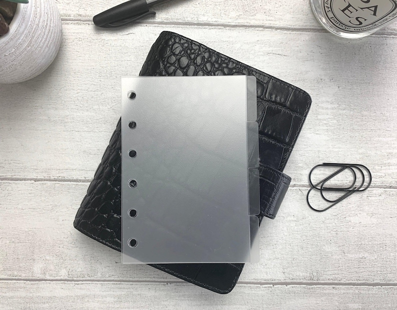 Clear Frosted Pocket Planner Dividers. Organise with Side Tabs or Top Tabs. Minimal & Functional. Filofax, Moterm A7 and PM image 1
