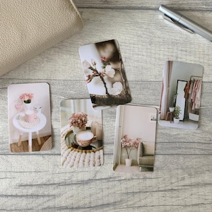 Journal Cards - Neutral Spring Set - 5 Pack for Planner Deco - Use as Bookmarks, Decoration - Clip and Card Holder Options