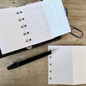 Basic Monthly Foldout Grid Inserts for MINI PLANNERS - Printed & Punched Inserts - Filofax Mini Ring Planners