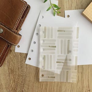Neutral Tile Vellum Dashboard - Fits A5, B6, Personal Wide, Personal, A6, Pocket, Mini Ring Planners. Add Decoration and Layering