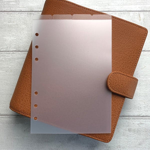 Personal Wide Frosted Planner Dividers. Organise with Side Tabs or Top Tabs. Minimal & Functional. Kikki K compatible