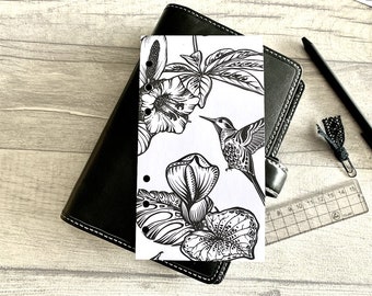 Large Hummingbird Dashboard - Fits A5, B6, Personal Wide, Personal, A6, Pocket, Mini Ring Planners. Protective Cover. Moterm A8 & A9.