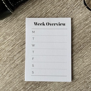 Weekly Pocket Sheets - Week Overview- Ring Planner Accessories & Deco - Filofax, Kikki K, MM, GM and PM, Bujo, Hobonichi, Moterm