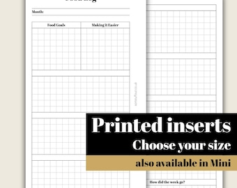 Food Log - Printed & Punched Inserts - Fits A5, B6, Personal Wide, Personal, A6, Pocket +, Pocket Ring Planners, GM, MM and PM