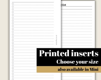 Shopping List - Printed & Punched Inserts - Fits A5, B6, Personal Wide, Personal, A6, Pocket +, Pocket Ring Planners