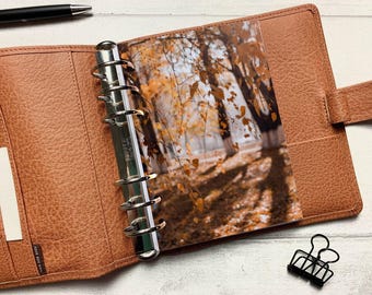 Autumn Tree Shadows - Fits A5, B6, Personal Wide, Personal, A6, Pocket, Mini Ring Planners. Protective Cover.