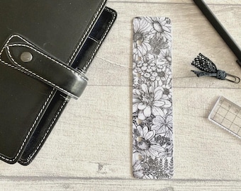 Photo Page Marker - Monochrome Floral - Choose A5, B6, Personal Wide, Personal, A6, Pocket, Mini - Add Custom Text - Planner Bookmark