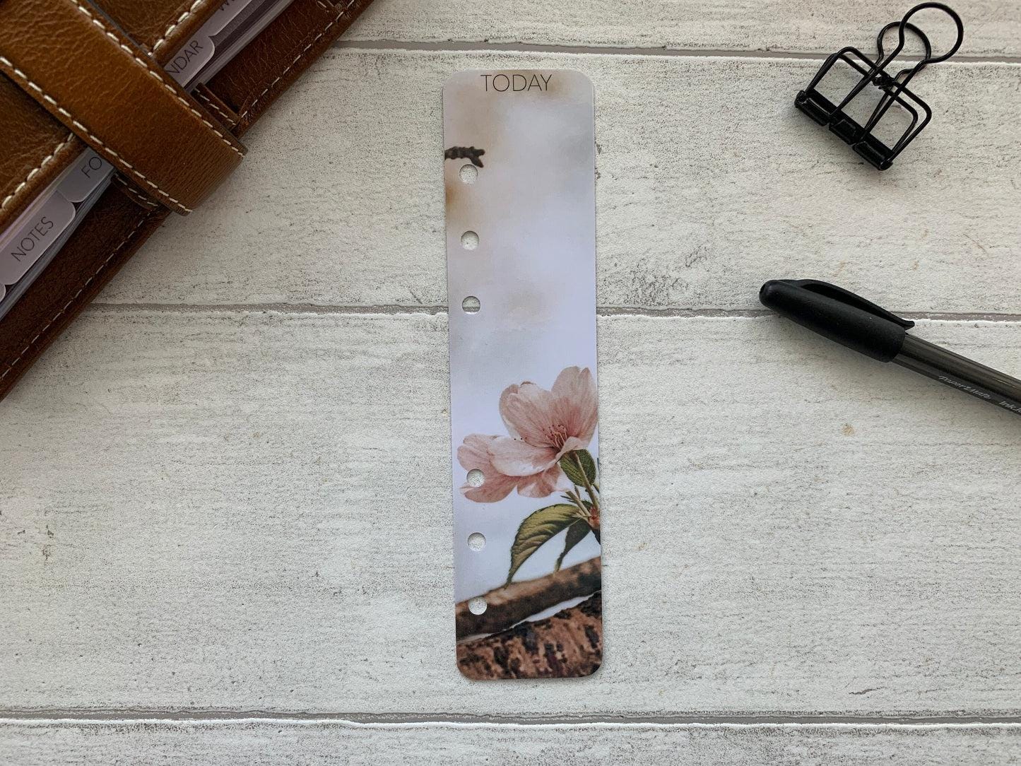 Photo Page Marker - Peach Flower - Choose A5, B6, Personal Wide, Personal, A6, Pocket, Mini - Add Custom Text - Planner Bookmark