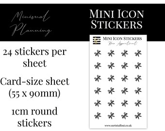 Mini Icon Stickers - Hair Appointment - Functional Stickers for Planning. Minimal Planner Deco for All Planners. 24 Stickers on One Sheet