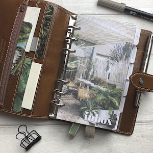 Summer Beach Cafe Inbox Dashboard - Fits A5, B6, Personal Wide, Personal, A6, Pocket, Mini Ring Planners. Protective Cover.