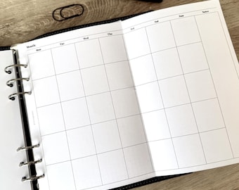 Monthly Foldout - Printed & Punched Inserts - Choose Your Size