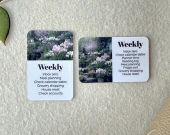 Purple Spring Garden Card - Custom Text for Your Planner - Add Tasks, Routines, Reminders, Quotes - Horizontal or Vertical