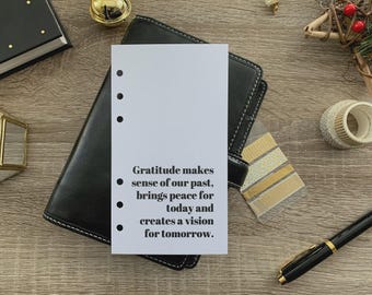 Gratitude Quote Dashboard - Fits A5, B6, Personal Wide, Personal, A6, Pocket, Mini Ring Planners. Protective Cover.