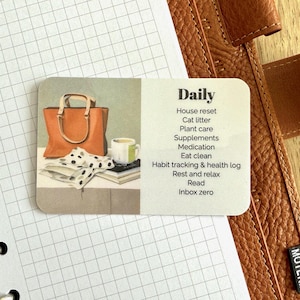 Aangepaste taakkaart - tijd om te gaan - gepersonaliseerde taakkaart voor je planner - taken, routines en herinneringen toevoegen - functioneel, minimalistisch decor