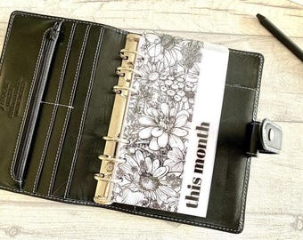 Segnalibro per agenda con testo personalizzato in carta velina, motivo floreale monocromatico, a scelta A5, B6, personale, largo, personale, A6, tascabile, mini