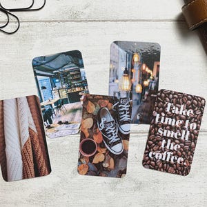 Cartões de diário - Cheire o café - Pacote com 5 para decoração de planejador - Use como marcadores de página, decoração - Opções de clipe e porta-cartões