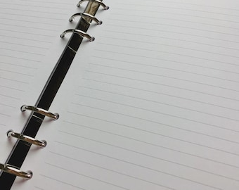 Lined Paper - Cut and Punched for a Range of Ring Planner Sizes - Bright White, Smooth 28lb, 100gsm Paper.