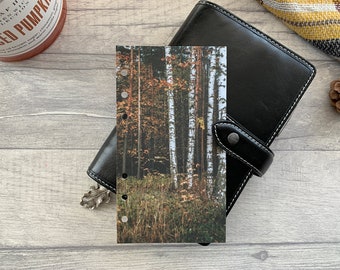 Silver Birch - Autumn Fall Dashboard - Fits A5, B6, Personal Wide, Personal, A6, Pocket, Mini Ring Planners. Protective Cover.